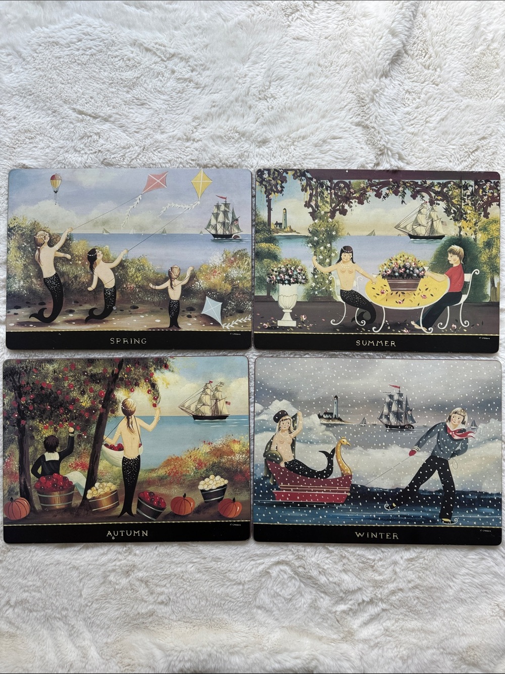 Lady Clare Mermaid And Sailor Set Four Seasons Placemats Coasters With Box